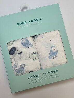 aden + anais 2-Pack Swaddles – Soft Cotton Muslin (NWT)